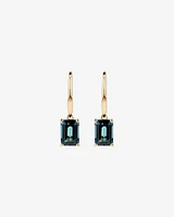 Emerald Cut London Blue Topaz Gemstone Drop Earrings in 10kt Yellow Gold