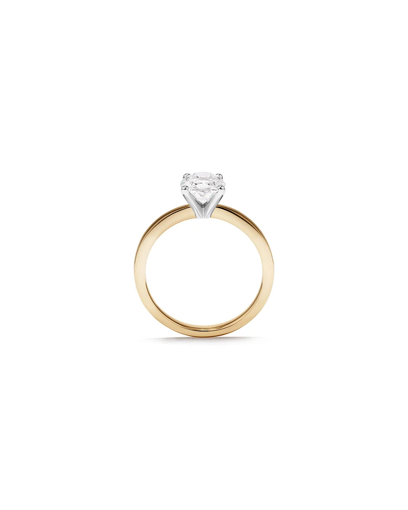 Carat TW Oval Cut Lab-Grown Diamond Solitaire Engagement Ring in 14kt Yellow and White Gold