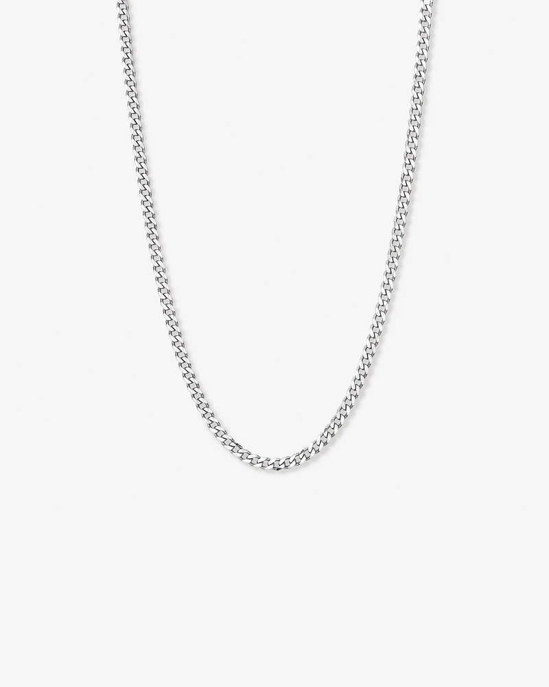 55cm (22") 5.3mm Width Bevelled Curb Chain Necklace in Sterling Silver