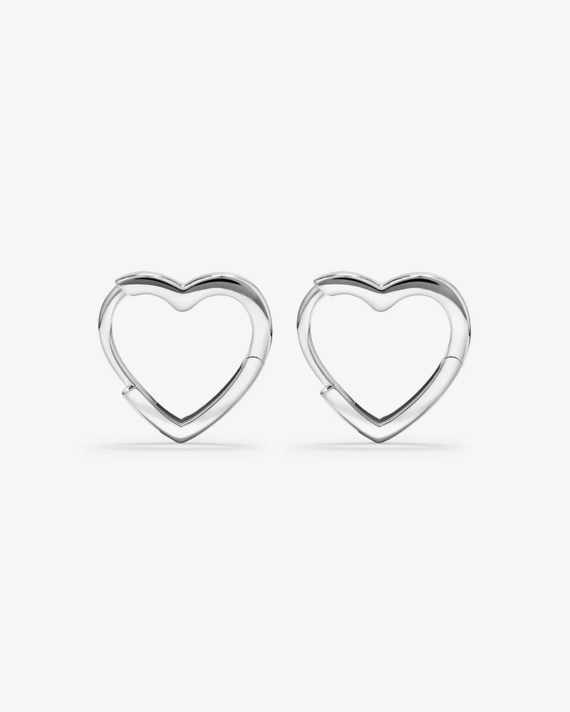 11mm Heart Shape Huggie Earrings in Sterling Silver