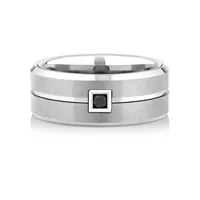 Ring with Enhanced Black Diamond in Grey Sapphire Tungsten