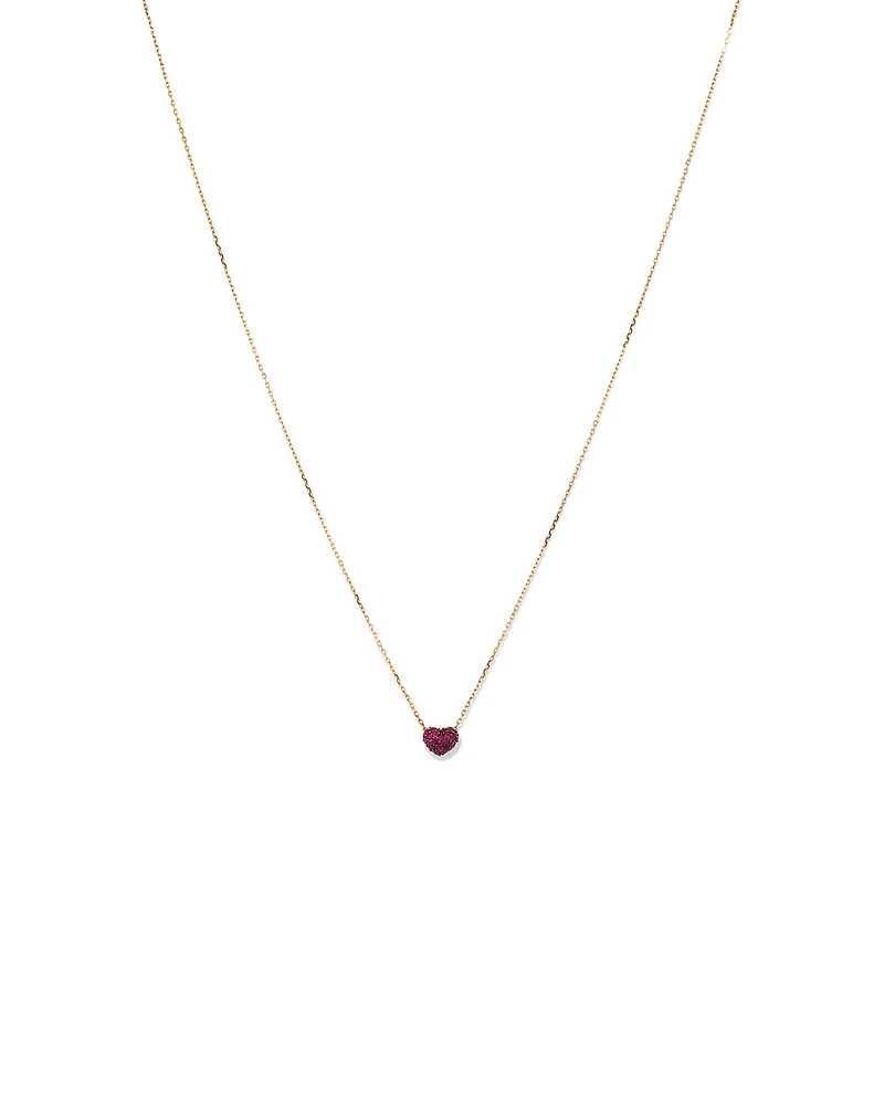 Ruby Pave Heart Pendant in 10kt Yellow Gold