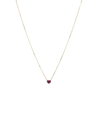 Ruby Pave Heart Pendant in 10kt Yellow Gold