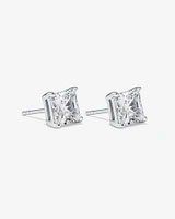 Boucles d'Oreilles Clous en Zircon Cubique Princesse de 7 mm en Argent Sterling