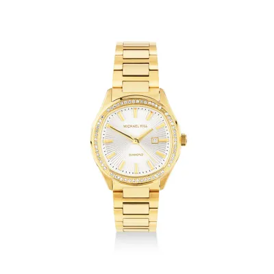 Ladies 0.40 Carat TW Diamond Quartz Watch in Yellow Gold Tone Stainless Steel