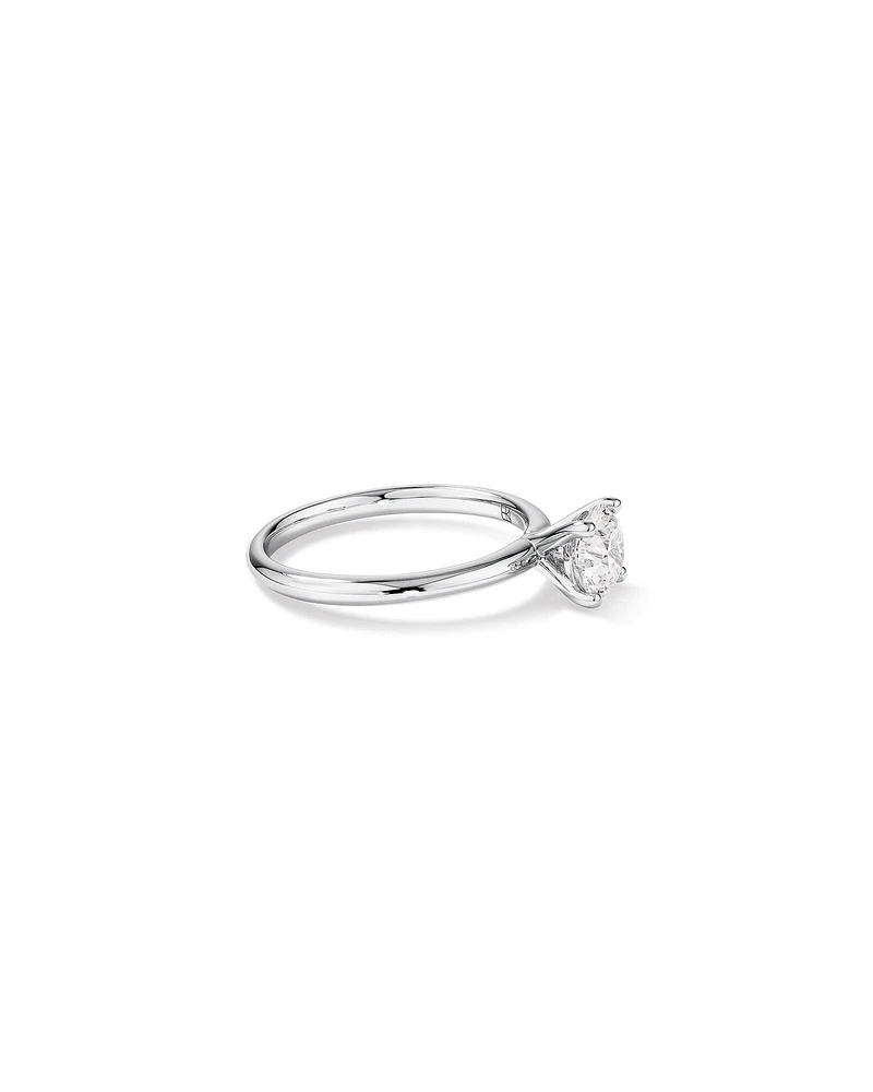 Bague De Fiançailles Solitaire En Diamant De Laboratoire Rond Brillant De 1 Carat Poids Total En Or Blanc 14 Carats