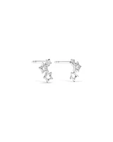 Star Trio Stud Earrings with Cubic Zirconia in Sterling Silver