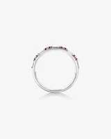 Ruby & Diamond Dot Dash Ring with 0.16 Carat TW in 10kt White Gold