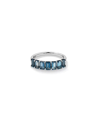 London Blue Topaz Half Eternity Ring in 10kt White Gold