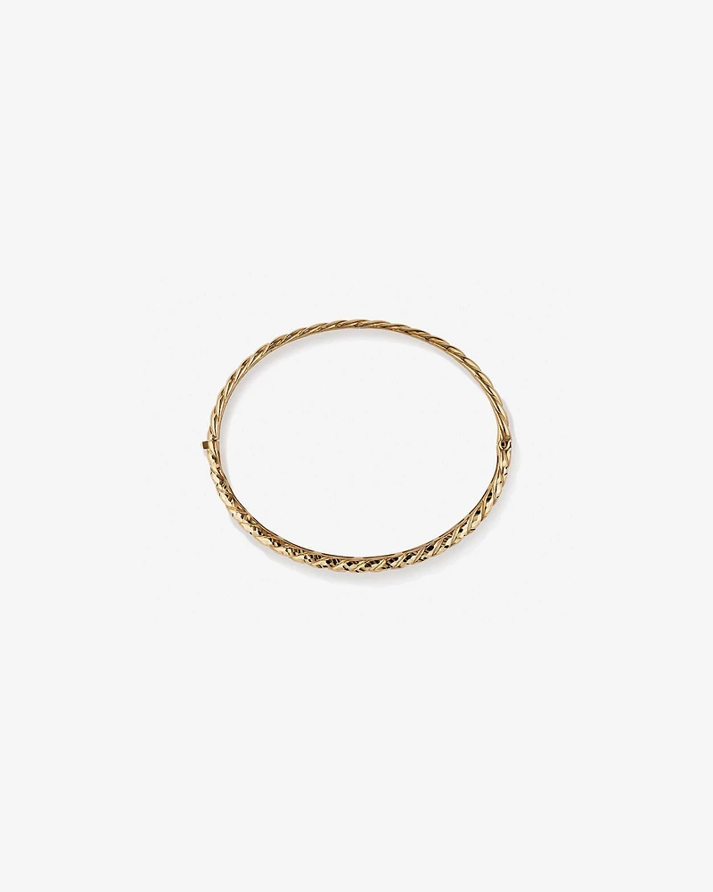 Diamond-Cut Crossaint Bangle in 10kt Yellow Gold