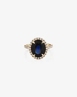 Halo Ring with Sapphire & 0.62 Carat TW of Diamonds in 14kt Yellow Gold