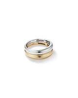 Two-Tone Double Dome Ring in Sterling Silver & 10kt Yellow Gold