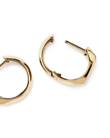 Diamond Star Accent Signet Huggie Hoop Earrings in 10kt Yellow Gold