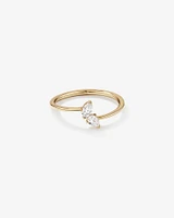 0.24 Carat TW Marquise and Pear Cut Laboratory-Grown Diamond Two Stone Ring in 10kt Yellow Gold