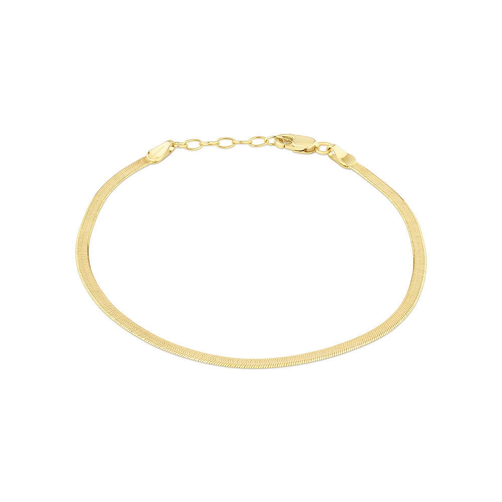 19cm (7.5") 2mm-2.5mm Width Herringbone Bracelet in 10kt Yellow Gold