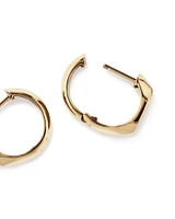 Diamond Star Accent Signet Huggie Hoop Earrings in 10kt Yellow Gold