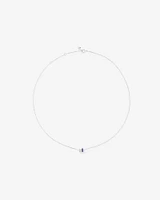 Sapphire & Diamond Dot Dash Rondell Pendant with 0.21 Carat TW in 10kt White Gold