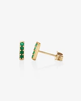 Bar Emerald Earrings in 10kt Yellow Gold