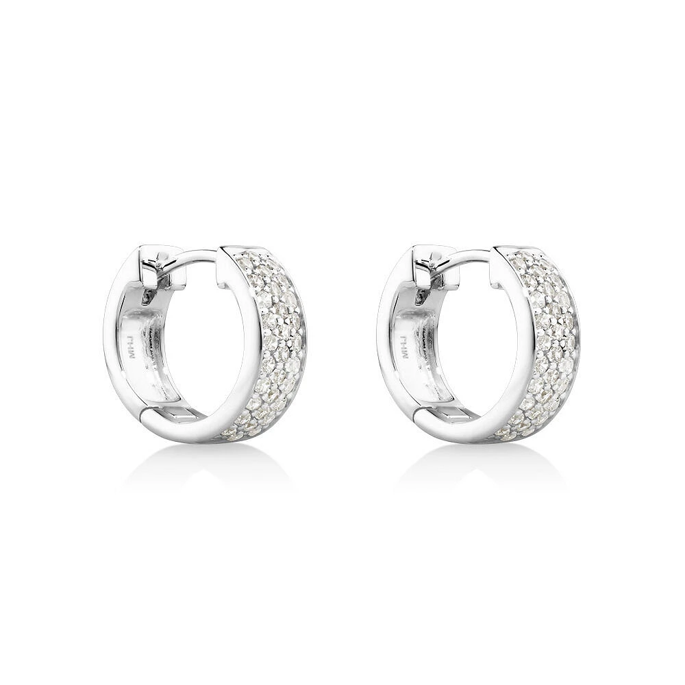 Reversible Huggie Earrings With Cubic Zirconia In Sterling Silver