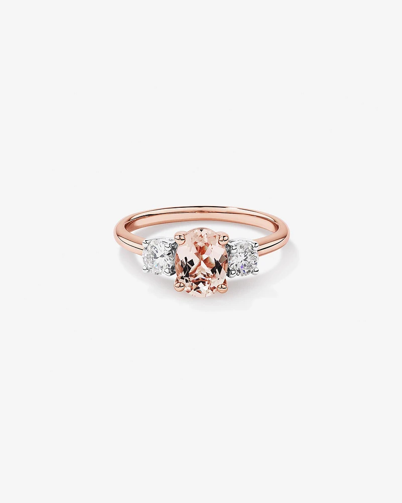 Ring with Morganite & 0.40 Carat TW of Diamonds in 10kt Rose Gold