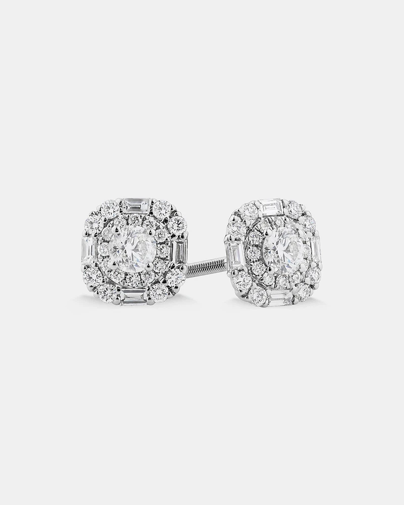 Michael Hill Designer Fashion Art Deco Stud Earrings with 0.45 Carat TW of Diamonds in 18kt White Gold