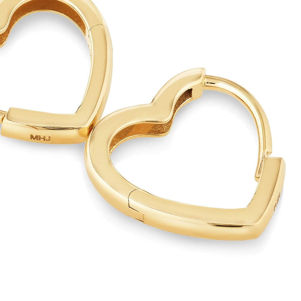 11mm Heart Shape Huggie Earrings in 10kt Yellow Gold