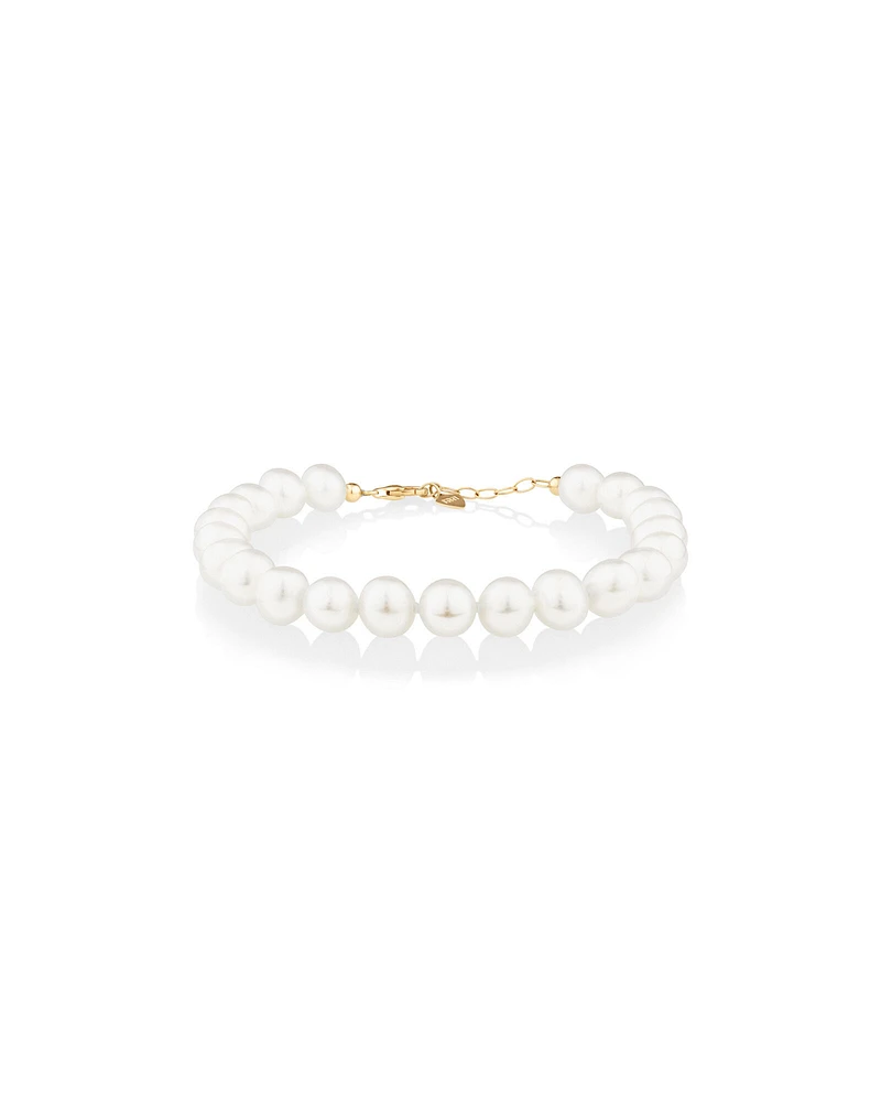 Cultured Freshwater Pearl Bracelet in 10kt Yellow Gold