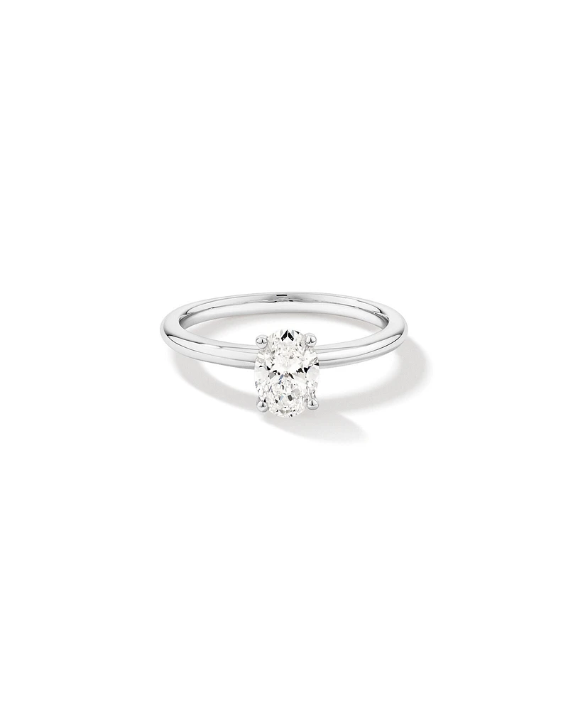 Carat TW Oval Laboratory-Grown Diamond Solitaire Engagement Ring in 14kt White Gold