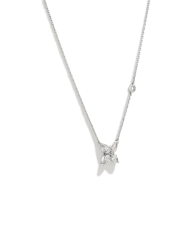 0.65 Carat TW Floret Laboratory-Grown Diamond Necklace in 10kt White Gold