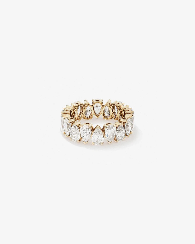 5.90 Carat TW Pear Cut Laboratory-Grown Diamond Eternity Ring in 14kt Yellow Gold