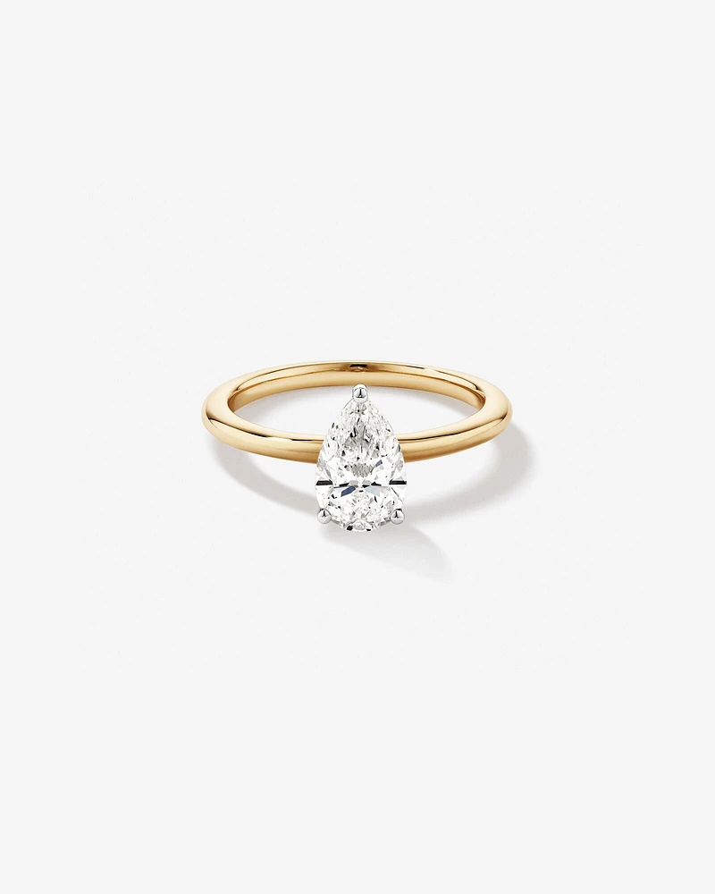 1.25 Carat TW Pear Laboratory-Grown Diamond Solitaire Engagement ring in 14kt Yellow and White Gold