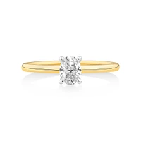 Certified Oval Solitaire Ring with 0.50 Carat TW of Diamonds in 14kt Yellow & White Gold