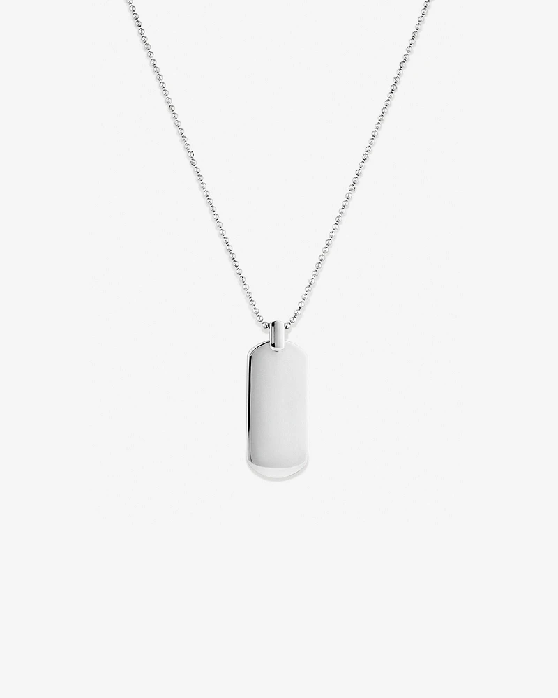 Collier de 55 cm avec pendentif plaque d'identité en argent sterling