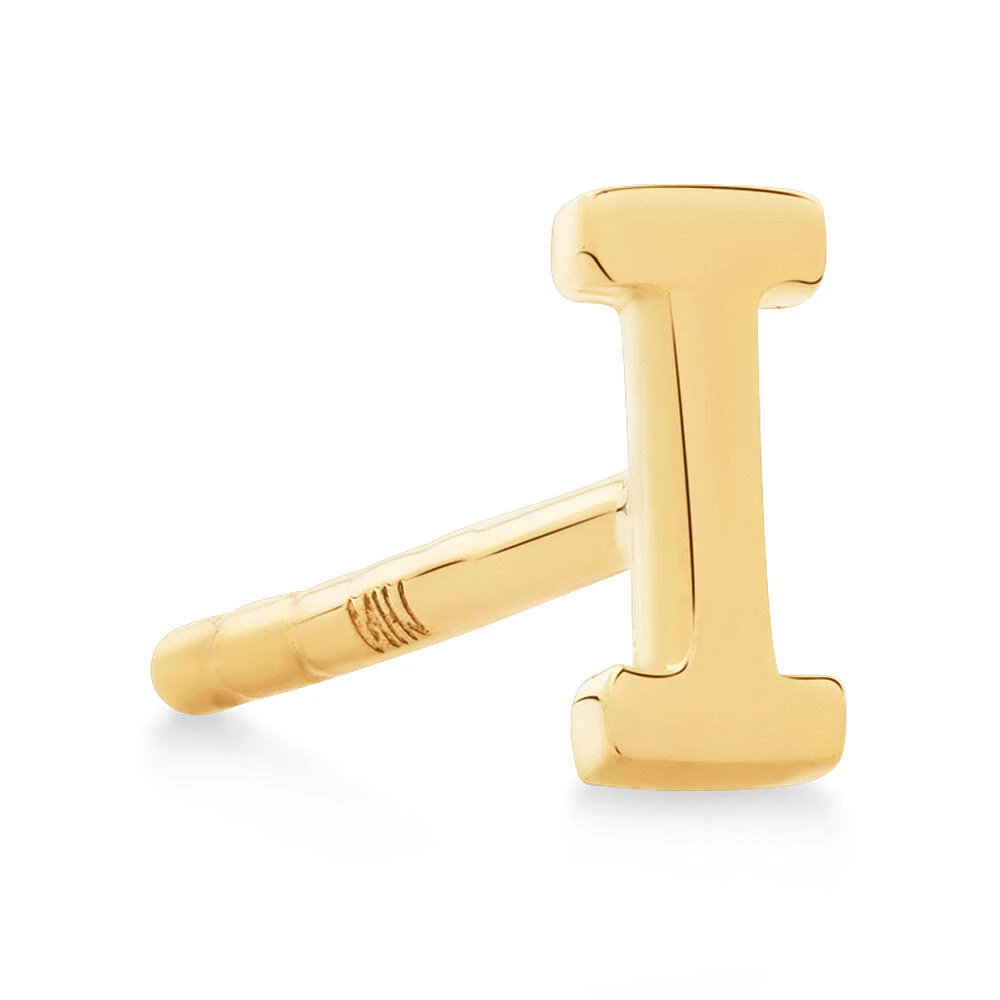 G Initial Single Stud Earring in 10kt Yellow Gold