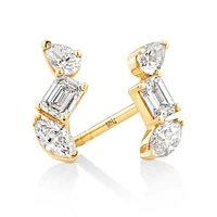 0.44 Carat TW Fancy Cut Stacked Laboratory-Grown Diamond Stud Earrings in 10kt Yellow Gold