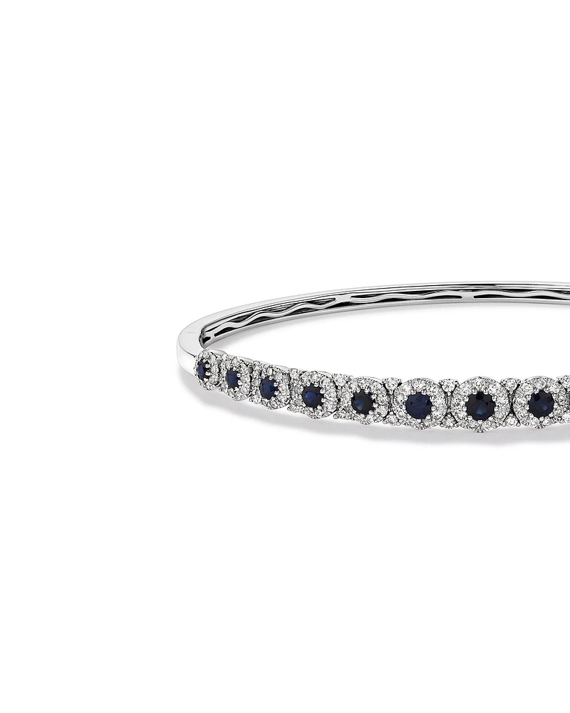 Bubble Bangle with Sapphire and 1.03 Carat TW Diamonds in 14kt White Gold