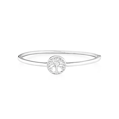 62mm Polished Tree of Life Bangle in Sterling Silver