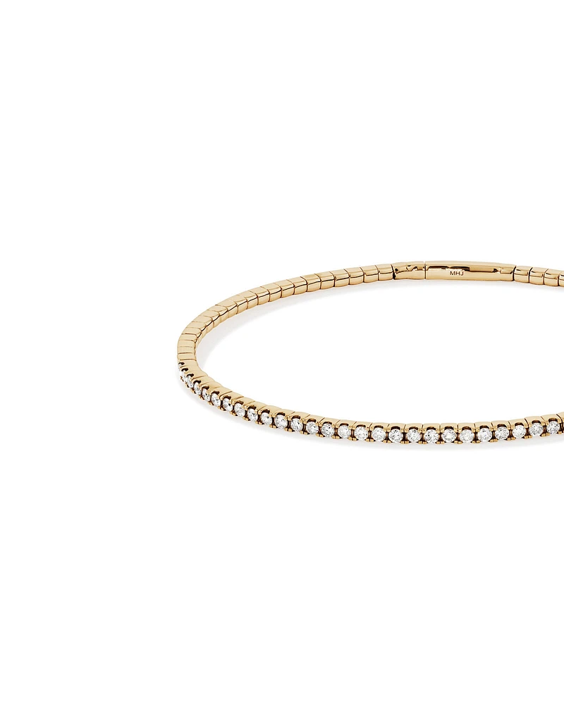 0.68 Carat TW Diamond Row Flex Bangle in 10kt Rose Gold