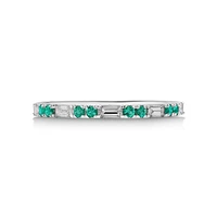 Emerald & Diamond Dot Dash Ring with 0.16 Carat TW in 10kt White Gold