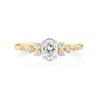 Oval Scatter Ring with 0.63 Carat TW of Diamonds in 14kt Yellow & White Gold