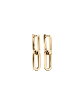 Paperclip Huggie Drop Earrings in 10kt Yellow Gold