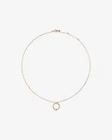 Diamond Studded Circle Necklace in 10kt Yellow Gold