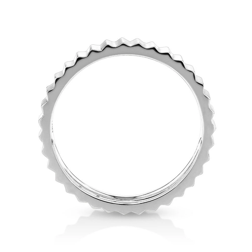 Ribbed Stacker Ring in 10kt White Gold