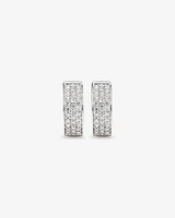 Reversible Huggie Earrings With Cubic Zirconia In Sterling Silver