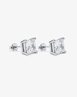 7.5mm Princess Cubic Zirconia Stud Earrings in Sterling Silver