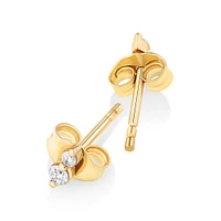 Boucles d'oreilles clous deux pierres en or jaune 10kt