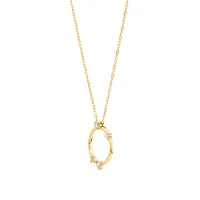 Diamond Studded Circle Necklace in 10kt Yellow Gold