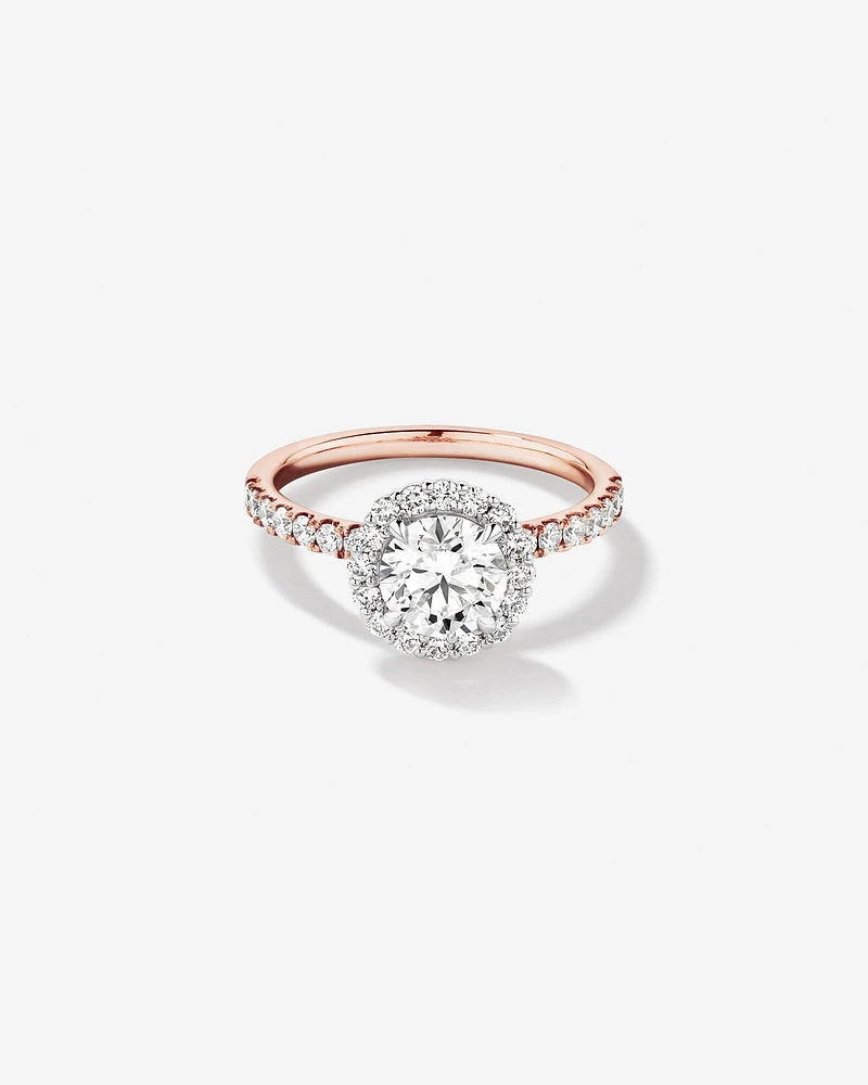 1.79 Carat TW Round Brilliant Laboratory-Grown Diamond Halo Engagemet Ring in 14kt White Gold