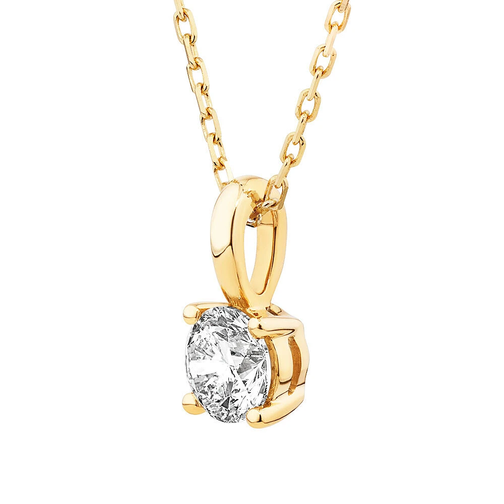 0.25 Carat TW Diamond Solitaire Pendant in 18kt Gold