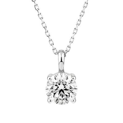 0.75 Carat TW Flawless Diamond Solitaire Pendant in 18kt White Gold